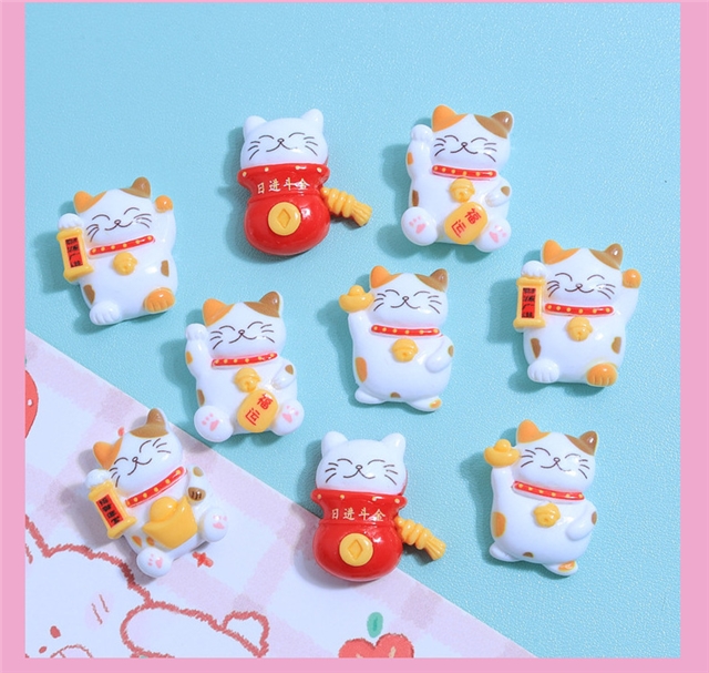plastic/resin cute lucky cat 3d resin accessories