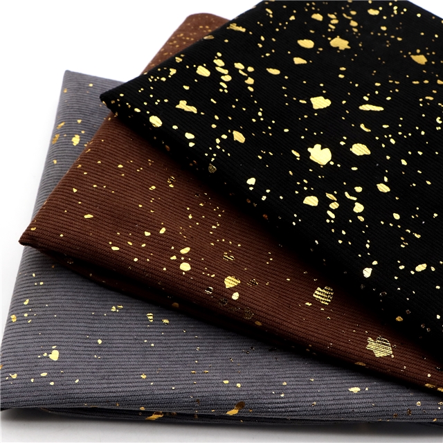 gold hot stamping corduroy fabric