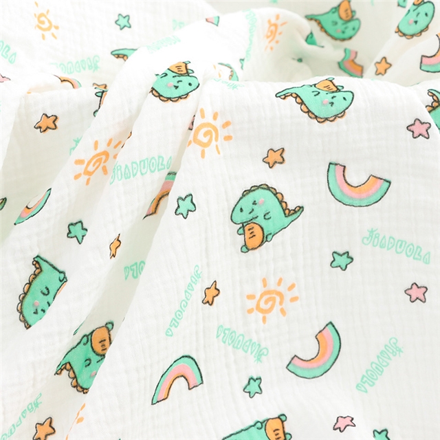 dinosaur 100% cotton double layers gauze fabric