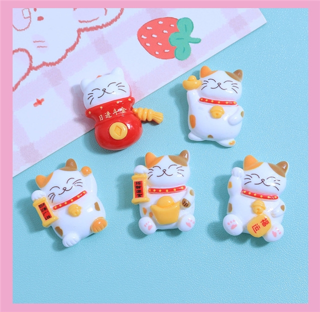 plastic/resin cute lucky cat 3d resin accessories