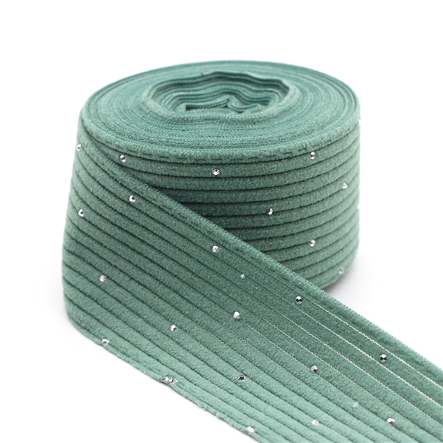 plain hotfix rhinestone corduroy tape peacock green,40mm(1.6