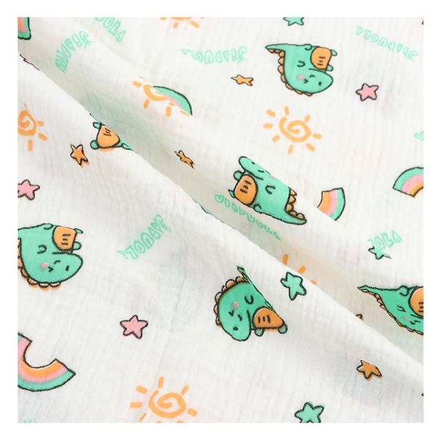 dinosaur 100% cotton double layers gauze fabric