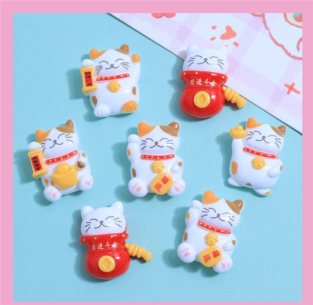 plastic/resin cute lucky cat 3d resin accessories