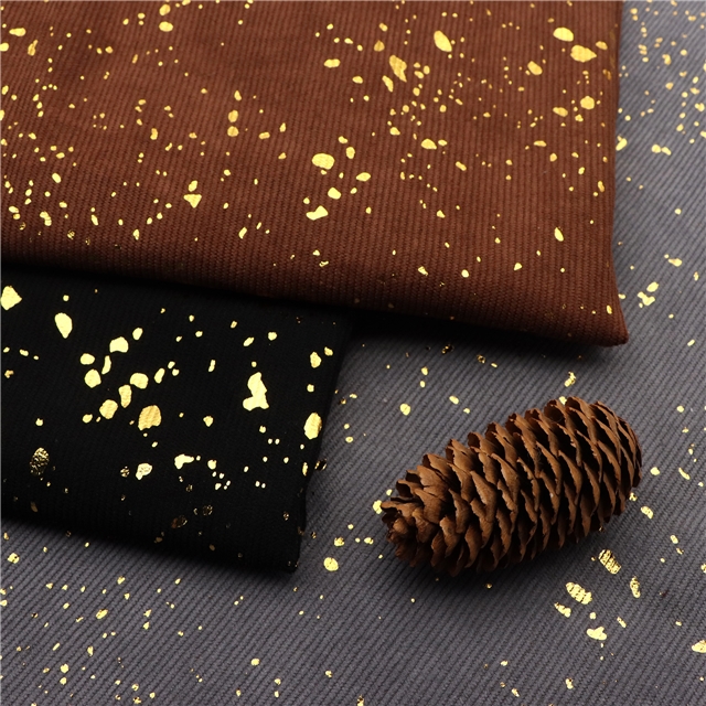 gold hot stamping corduroy fabric