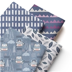 geometric leaf cat series polyester cotton fabric set (4 pcs/set)