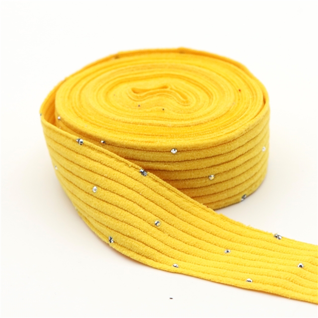 plain hotfix rhinestone corduroy tape yellow,25mm(1