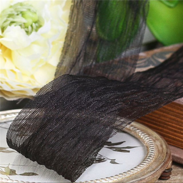 snow yarn wrinkles ribbon black,38mm(1-1/2