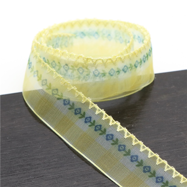 single hook edge printed snow yarn ribbon