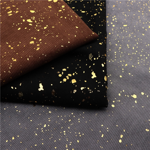 gold hot stamping corduroy fabric
