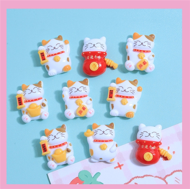 plastic/resin cute lucky cat 3d resin accessories