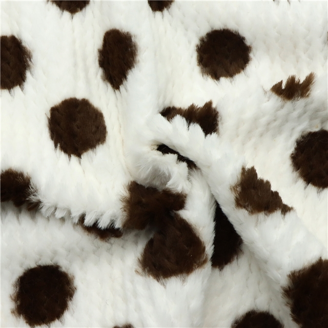 rabbit hair wheat ear dots velvet fabric dark brown white,50*150cm(19.7*59.1