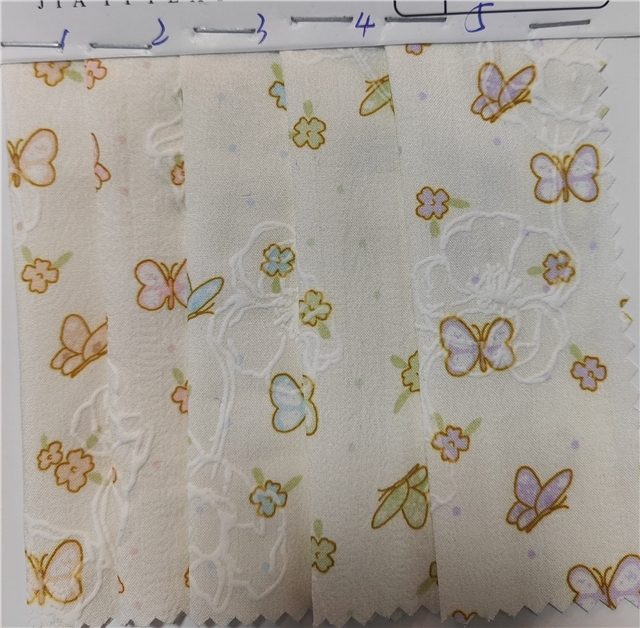 offset printed flower butterfly polyester fabric