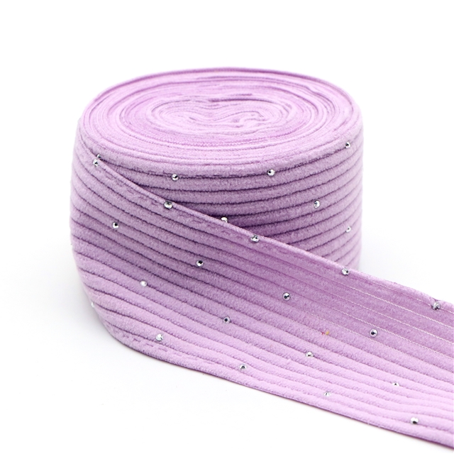 plain hotfix rhinestone corduroy tape light purple,40mm(1.6