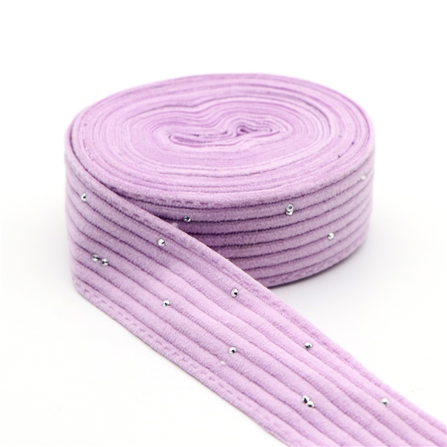 plain hotfix rhinestone corduroy tape light purple,25mm(1