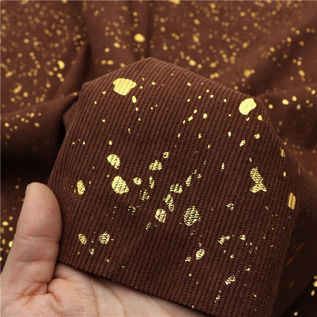 gold hot stamping corduroy fabric