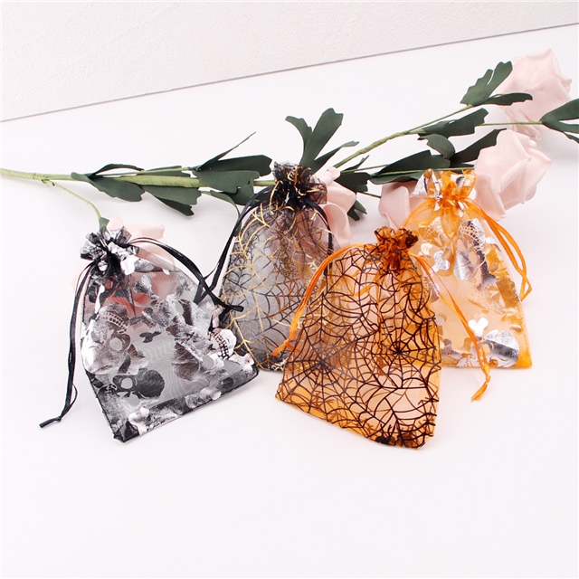fabric halloween drawstring mesh bag