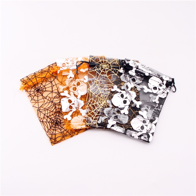fabric halloween drawstring mesh bag