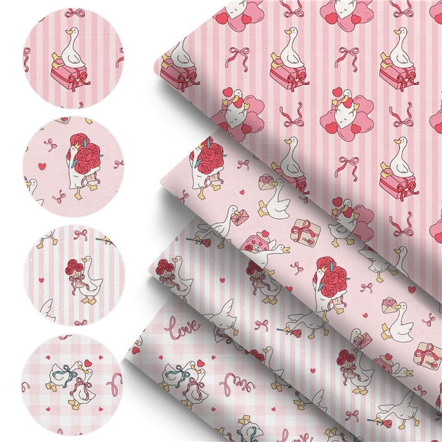 polyester cotton swan series polyester cotton fabric set (4 pcs/set)