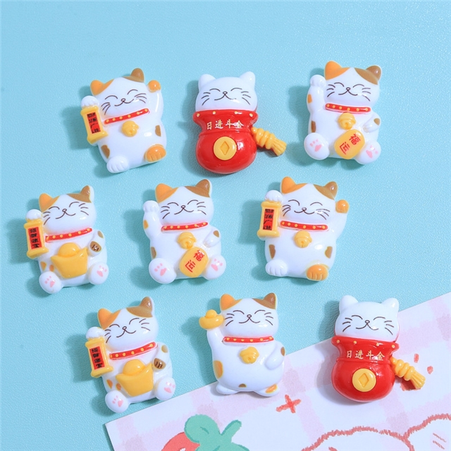 plastic/resin cute lucky cat 3d resin accessories