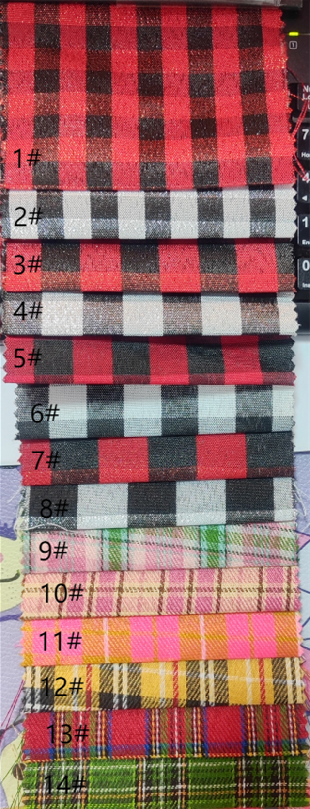 gold and silver thread plaid imitation linen fabric