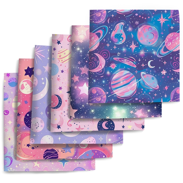 polyester cotton planet series polyester cotton fabric set (6 pcs/set)