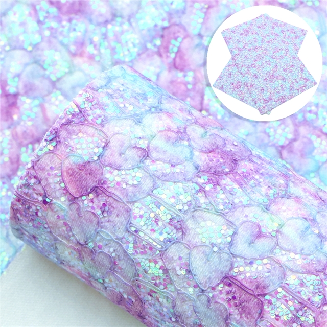 synthetic leather lace love chunky glitter synthetic leather 20*33cm(7.9*13