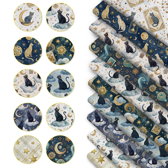 polyester cotton cat series polyester cotton fabric set (10 pcs/set)