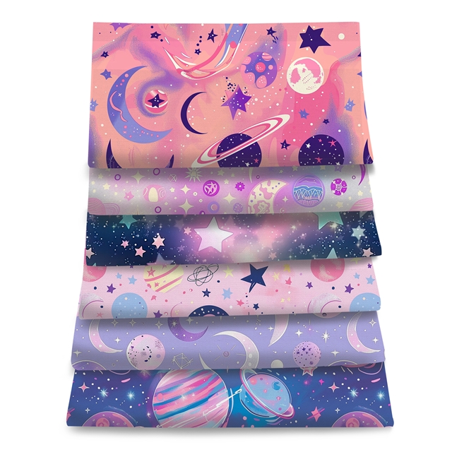 polyester cotton planet series polyester cotton fabric set (6 pcs/set)