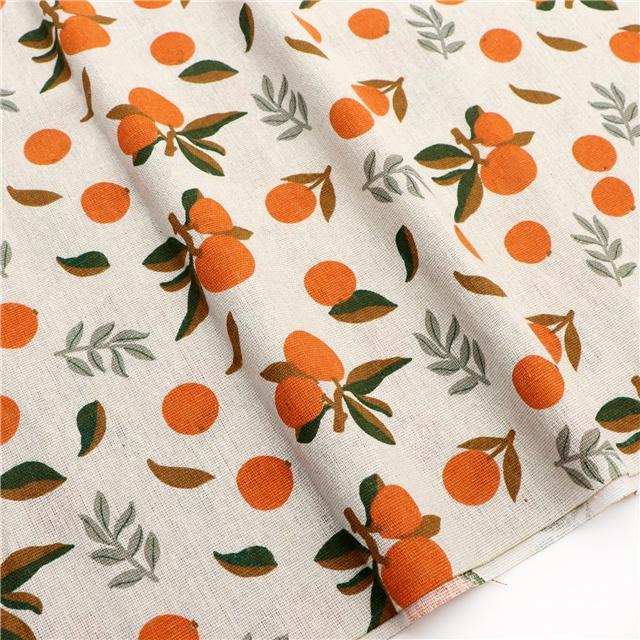 Fruit series printed linen fabric loquat,50*150cm(19.7*59.1
