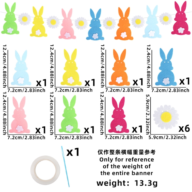 non-woven colorful easter felt rabbit carrot party decoration easter egg latte set