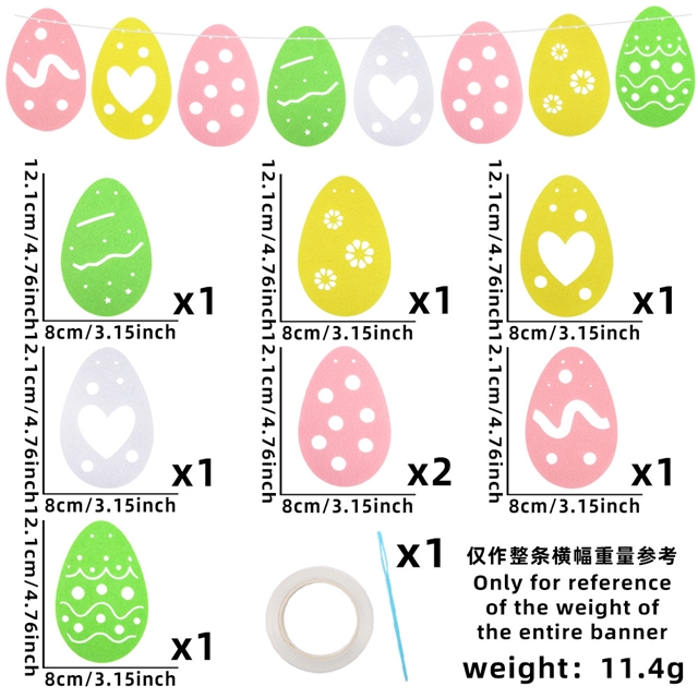 non-woven colorful easter felt rabbit carrot party decoration easter egg latte set