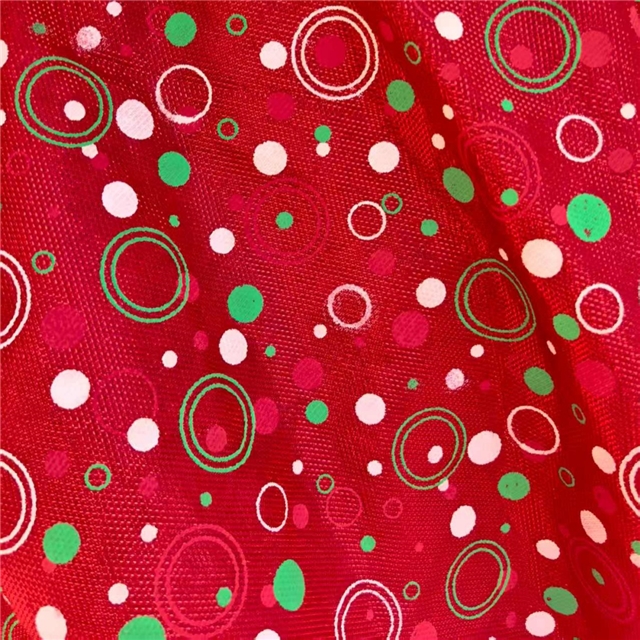 bright silk christmas circle wave dot offset printing plush bottom fabric