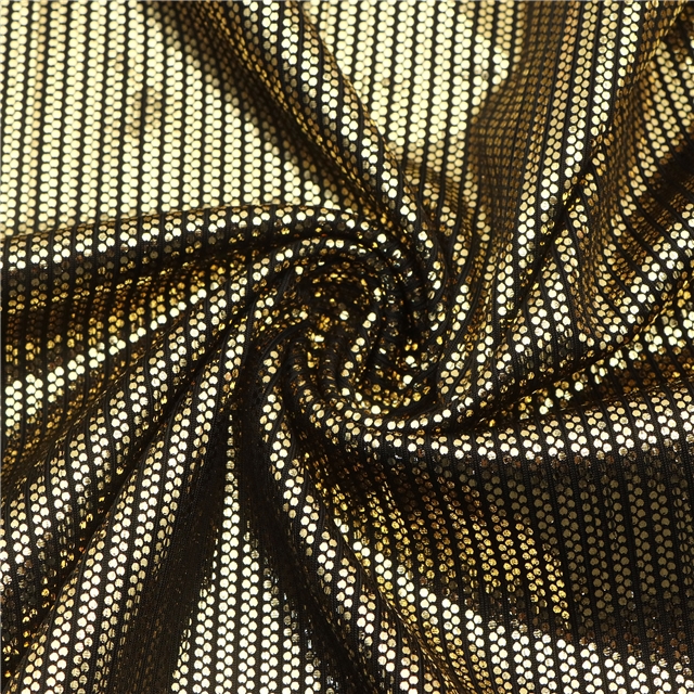 2 ways colourful gold hot stamping dot striped polyester fabric