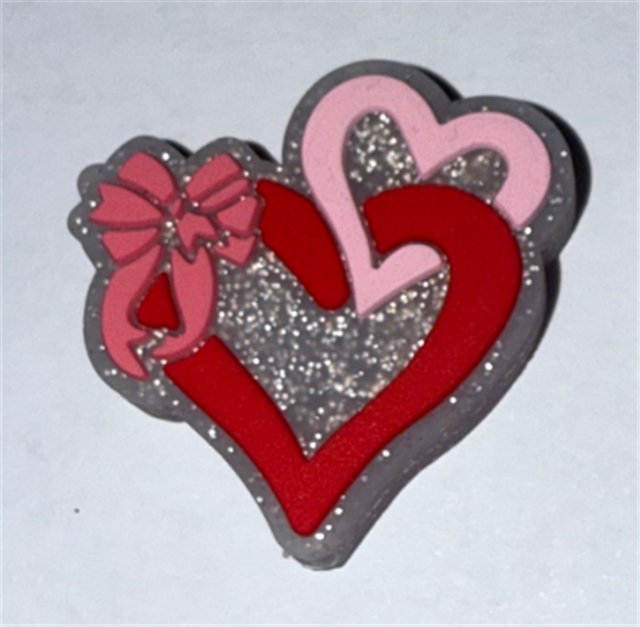 silicone glitter heart silicone bead