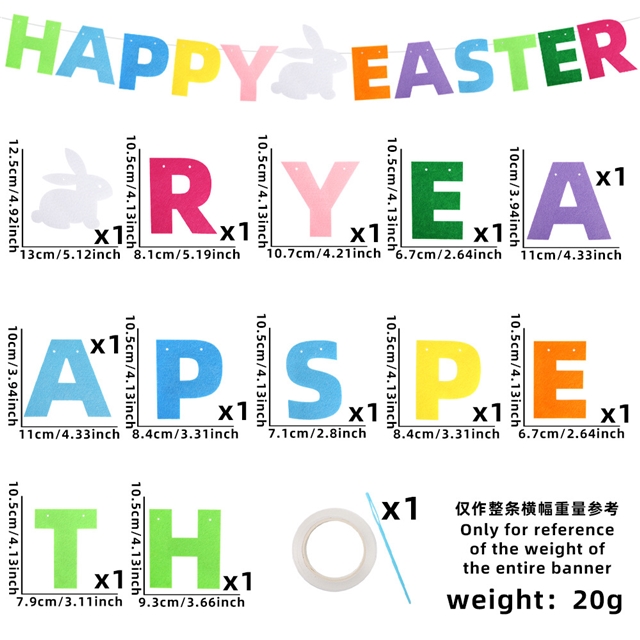 non-woven colorful easter felt rabbit carrot party decoration easter egg latte set