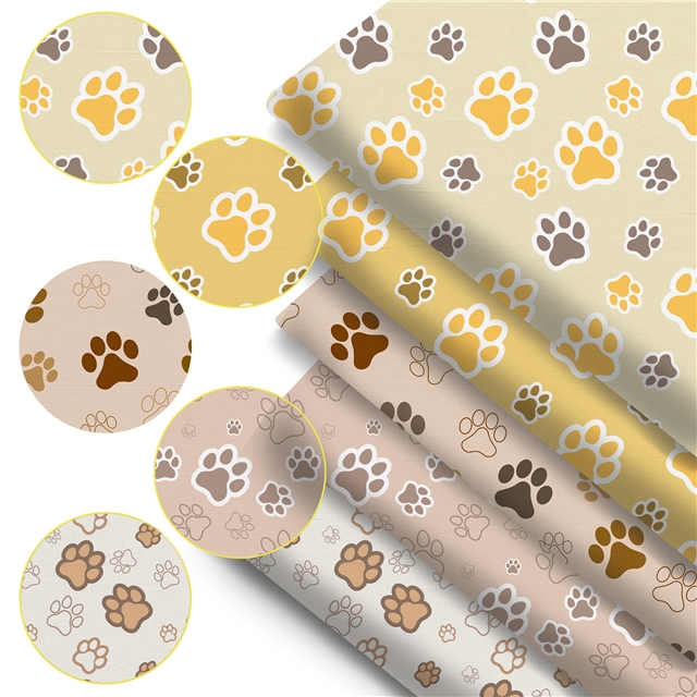 polyester cotton footprint series polyester cotton fabric set (5 pcs/set)