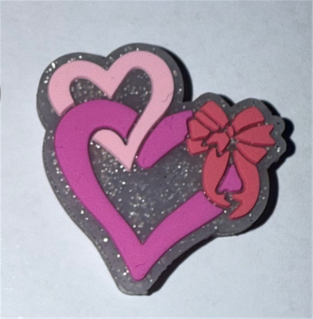 silicone glitter heart silicone bead