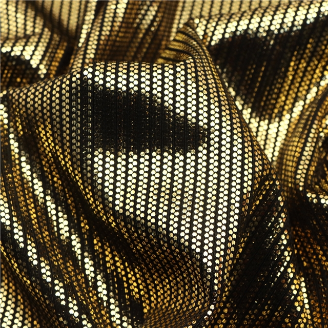 2 ways colourful gold hot stamping dot striped polyester fabric