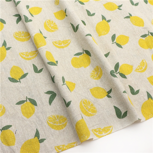 Fruit series printed linen fabric lemon,50*150cm(19.7*59.1