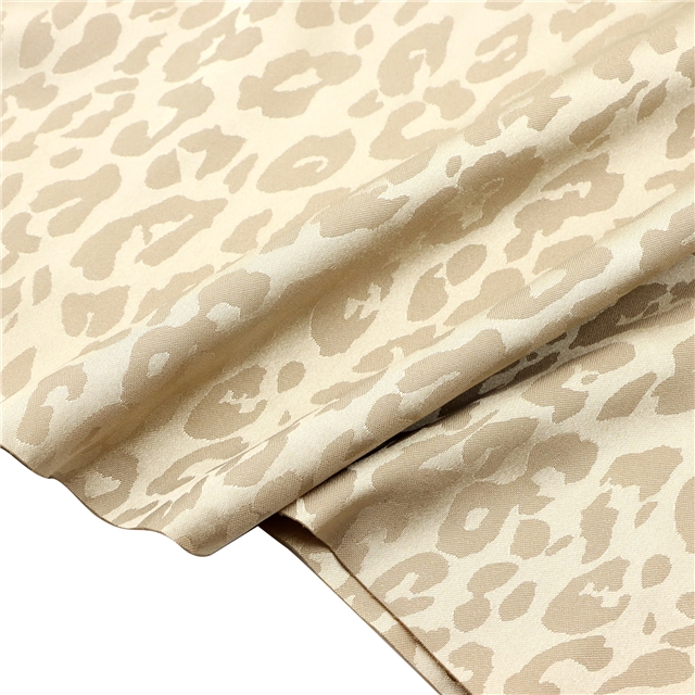 small leopard print dark satin face jacquard fabric
