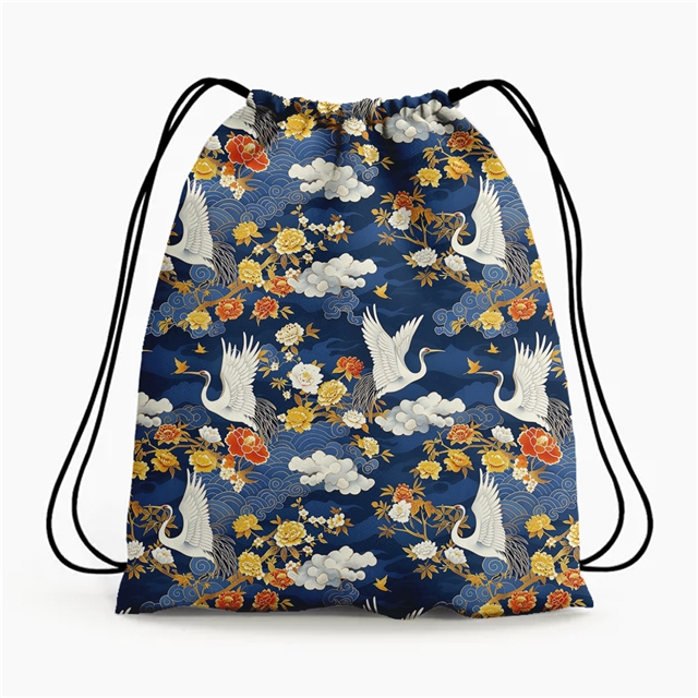 polyester cotton crane flower series polyester cotton fabric set (4 pcs/set)