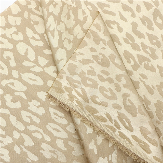 small leopard print dark satin face jacquard fabric