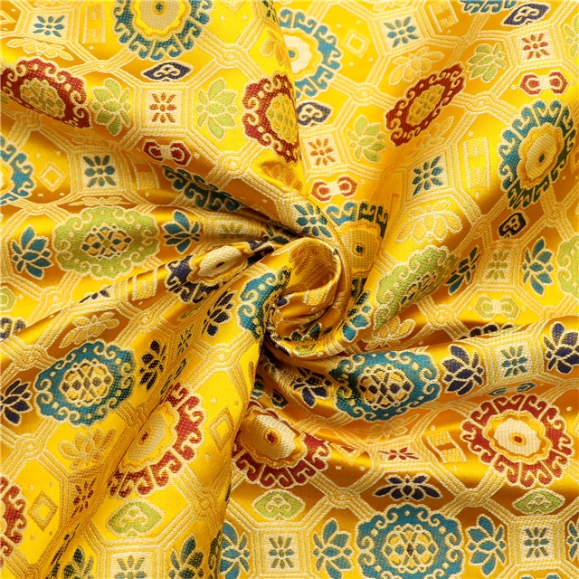 chinese style geometric pattern jacquard fabric