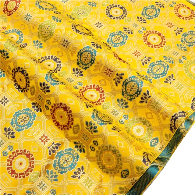 chinese style geometric pattern jacquard fabric
