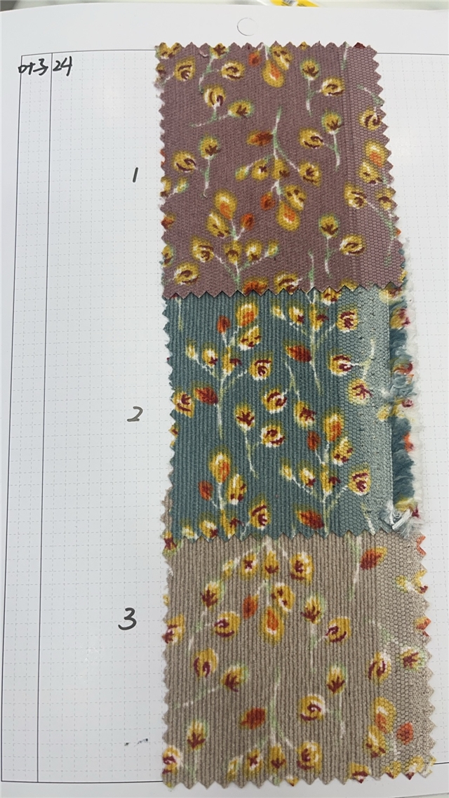 leaf printed corduroy fabric