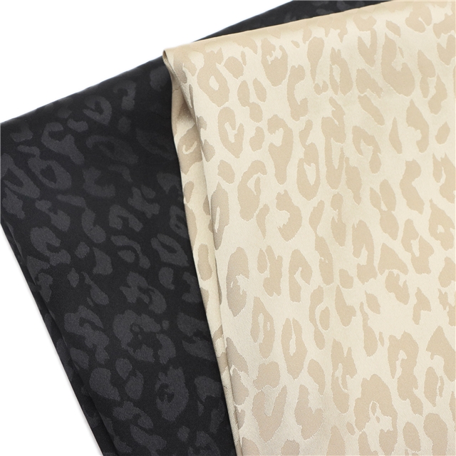 small leopard print dark satin face jacquard fabric