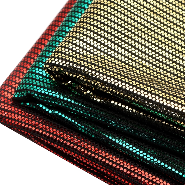 2 ways colourful gold hot stamping dot striped polyester fabric