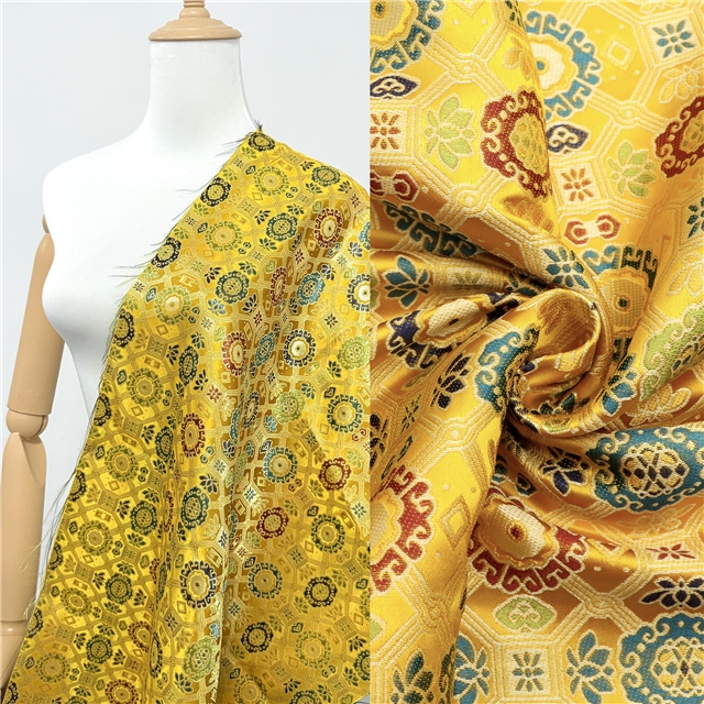 chinese style geometric pattern jacquard fabric