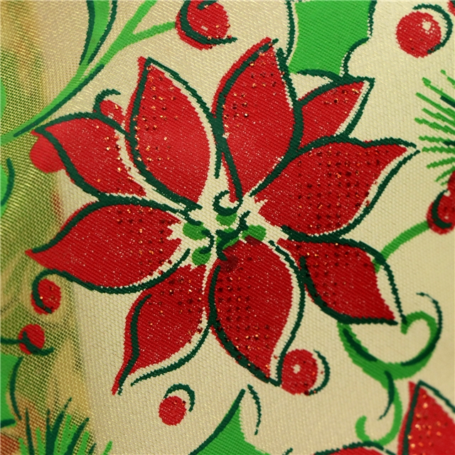 glitter ink printing christmas flower organza fabric