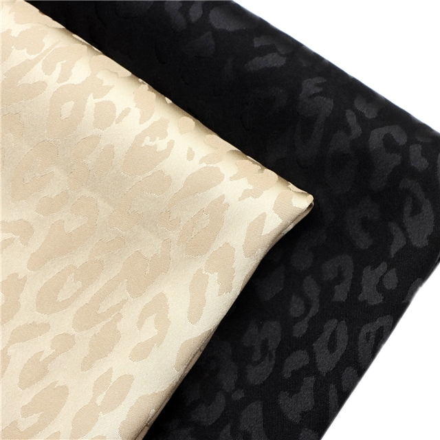 small leopard print dark satin face jacquard fabric